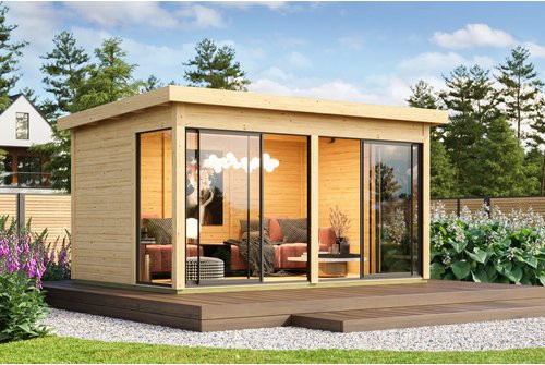 KARIBU Gartenhaus Weesby in Braun mit Pentdach, Breite: 471 cm, Höhe: 253 cm, Tiefe: 330 cm - Bild 1