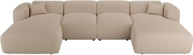 Maison Céphy Sofa Pogni in Beige mit Samt-Stoff und Armlehnen, Breite: 356 cm - Bild 1