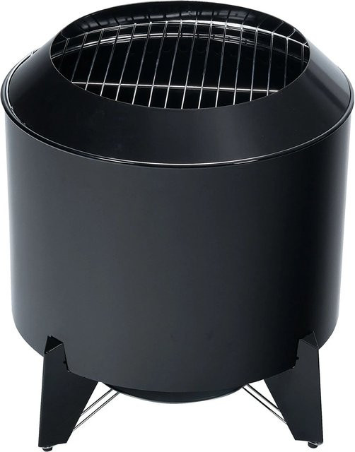 Relaxdays Feuerschale aus Stahl in Schwarz mit Grillrost und Funkenschutz, B: 52 cm, T: 52 cm, H: 46 cm - Bild 1