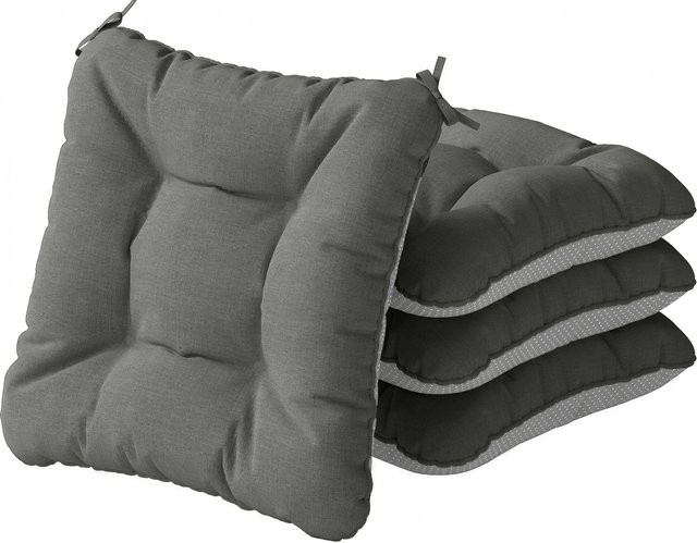 4er Set Outsunny Sitzkissen Dunkelgrau mit Befestigungsbändern, wasserabweisende und rutschfeste Sitzauflage für Essstühle und Outdoor, B/T/H: 39,5 x 39,5 x 10 cm - Bild 1