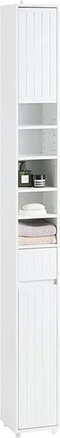 SoBuy Hochschrank BZR160-W Badschrank in Weiß mit 5 Fächern und 1 Schublade, Höhe: 180 cm, Breite: 40 cm, Tiefe: 20 cm - Bild 1
