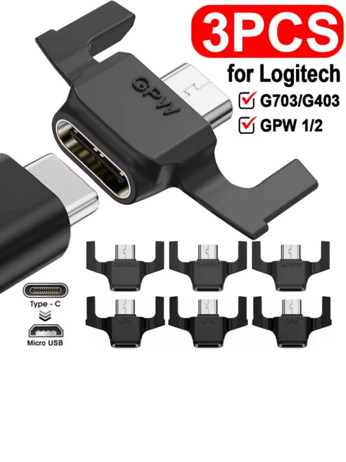 Logitech USB-C auf Micro-USB Adapter in Schwarz für Gaming-Mäuse wie G403, G703 und GPW 1/2 - Bild 5
