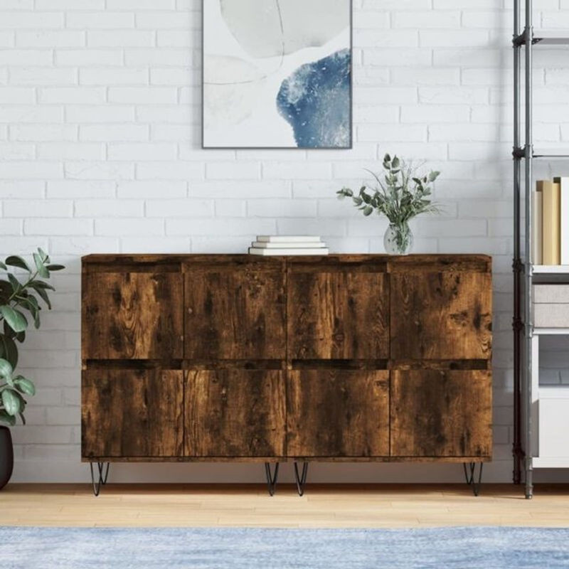 Set aus 2 Sideboards von vidaxl in Braun im Industrial Design aus Holzwerkstoff und Metall, B/T/H: 120 x 35 x 70 cm - Bild 1