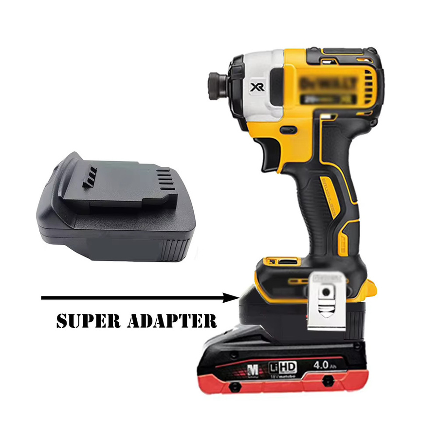 Akku-Adapter für Metabo 18 V Lithium Akkus zur Konvertierung für Dewalt 20 V Werkzeuge, Farbe: Schwarz - Bild 3