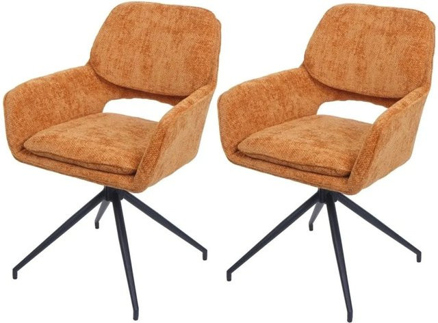 2er-Set MCW Esszimmerstühle N74 mit Auto-Return Funktion, Stoff Chenille, Ocker-Gelb - Bild 2