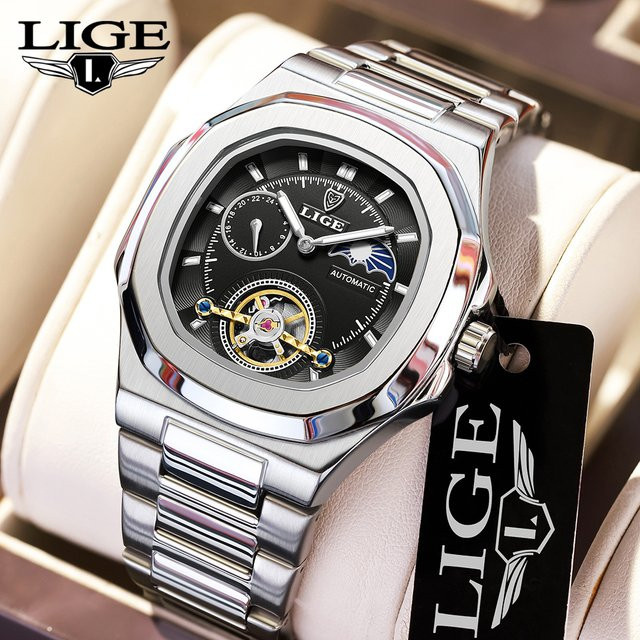 LIGE Armbanduhr, mechanisch, Edelstahl, Herren - Bild 1