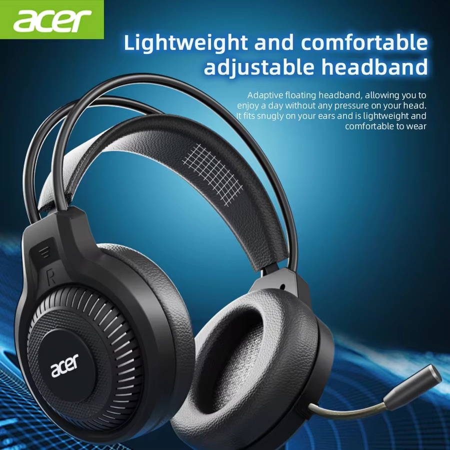 Acer OHW303 Gaming Headset mit 7.1 Virtual Surround Sound, Bass-Kopfhörer mit LED-Beleuchtung und Mikrofon, Schwarz - Bild 4