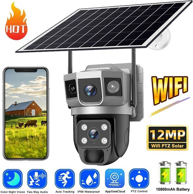 OWJHE V380 PRO Outdoor-Überwachungskamera mit 12MP 4K Auflösung, Dual Lens, WiFi, Auto Tracking und Nachtsicht - Bild 1