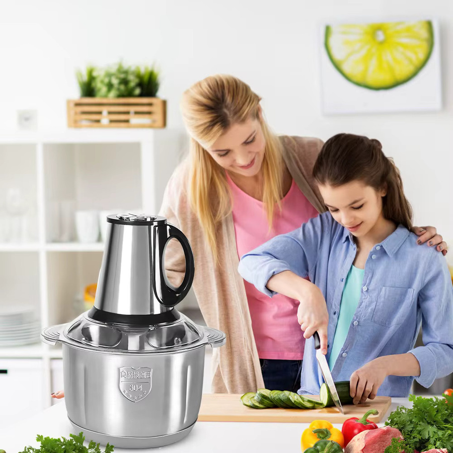 Vremota Elektrischer Fleischwolf und Lebensmittelzerkleinerer aus Edelstahl, 5L, Silber - Bild 5