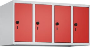 C+P Aufsatzschrank 7035/3020 mit 4 Abteilen und Sicherheits-Drehriegel, Farbe: Lichtgrau und Verkehrsrot, B/T/H: 50 x 100 x 50 cm - Bild 1