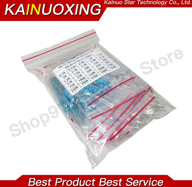 KAINUOXING Widerstand Sortiment Kit mit 150 Stück Metallfilm-Widerständen 2W 3W 1% in 30 Arten von 0,1 Ohm bis 1k Ohm und 820k Ohm - Bild 1