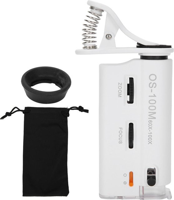 Neoglint Smartphone-Mikroskop Lupe, 60x-100x, mit LED-UV-Licht, White - Bild 1