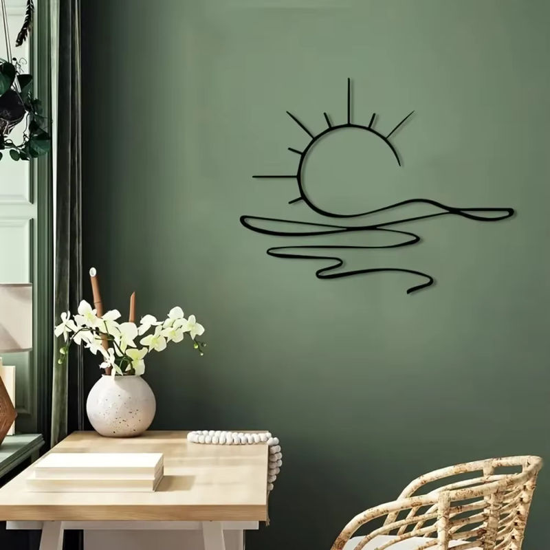 HELLOYOUNG Sunrise & Art Chic Wanddekoration aus Metall in Schwarz, minimalistische Eisen Wandkunst für moderne Ästhetik - Bild 4