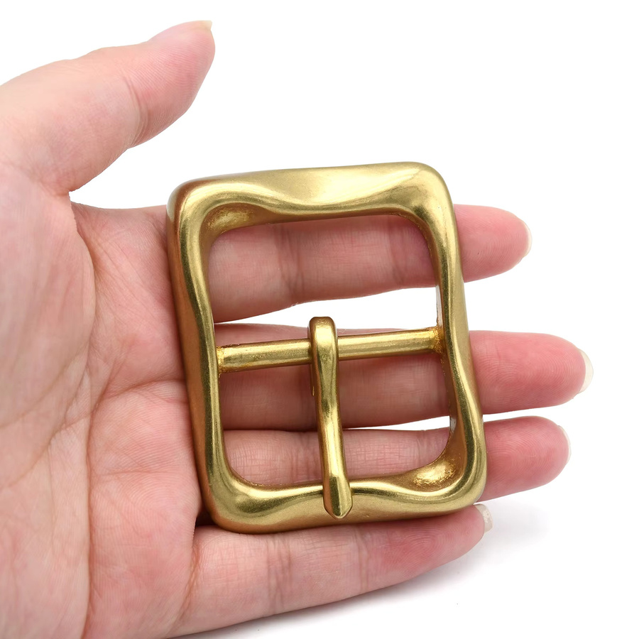 CLOXY Messing-Gürtelschnalle für Herren in Gold, 40 mm Breite, Dreifach-Gleitschnalle als DIY-Zubehör - Bild 3