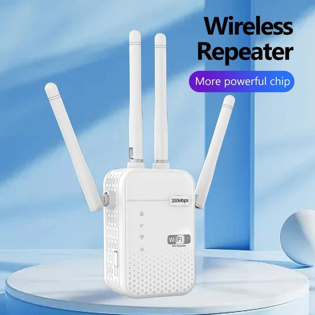 Wireless WiFi Repeater 300Mbps 2,4G Signal Verstärker in Weiß - Bild 1