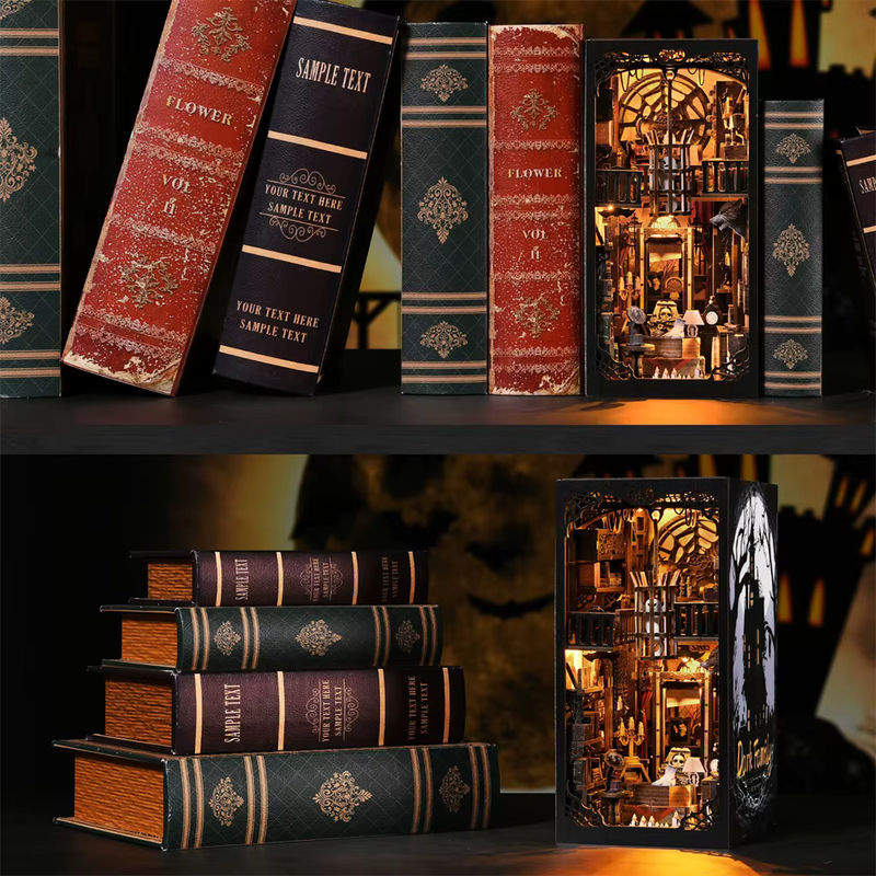 ASLOWSNAIL Book Nook Kit Dark Family DIY Holzpuzzle im Gothic-Stil für Halloween, schwarzes Modell für das Bücherregal als dekorative Buchstütze - Bild 5