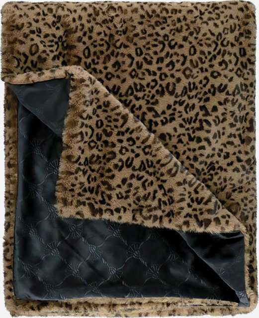 Plaid JOOP! LEONESSE in Umbra, Reversible Double Face Kuschteldecke mit Faux Fur Animal Print in Braun - Bild 1