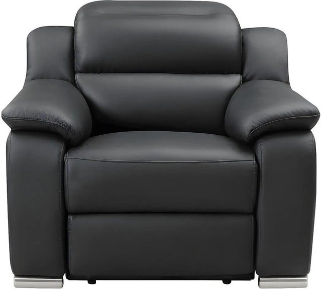 Vente-unique Relaxsessel Arena in Schwarz aus Leder mit Armlehnen, Breite: 100 cm - Bild 1