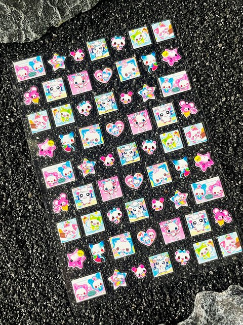 Sanrio Kawaii Tier Aufkleber Set aus PVC mit Kaninchen Panda und Katze in Multicolour für Tagebuch Notizbuch und Handy - Bild 1
