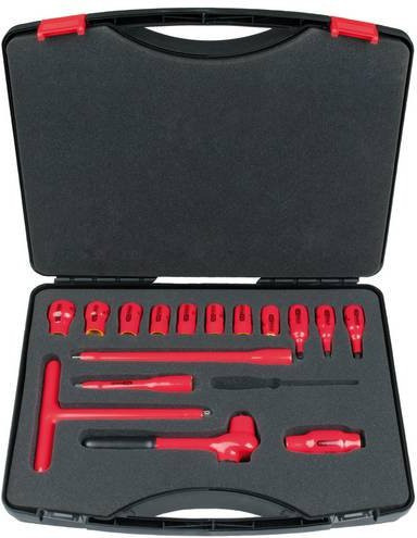 KS Tools 3/8 Zoll Isolierter Steckschlüssel-Satz aus Chrome Vanadium, 16-teilig, Rot - Bild 1