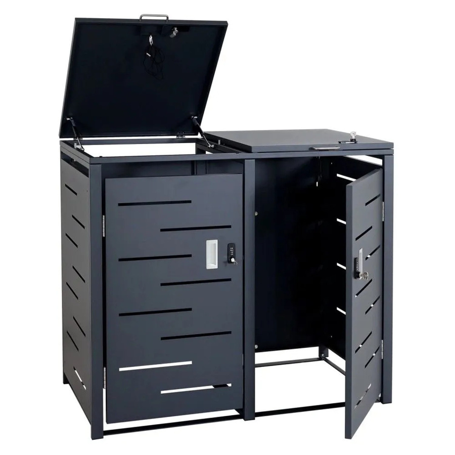 MCW Mülltonnenverkleidung E83 2er Mülltonnenbox aus Stahl in Anthrazit, B/T/H: 103 x 135 x 63 cm - Bild 2