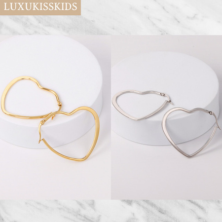 LUXUKISSKIDS Creolen Edelstahl, Herzförmig und Rund, 25 mm, Damen