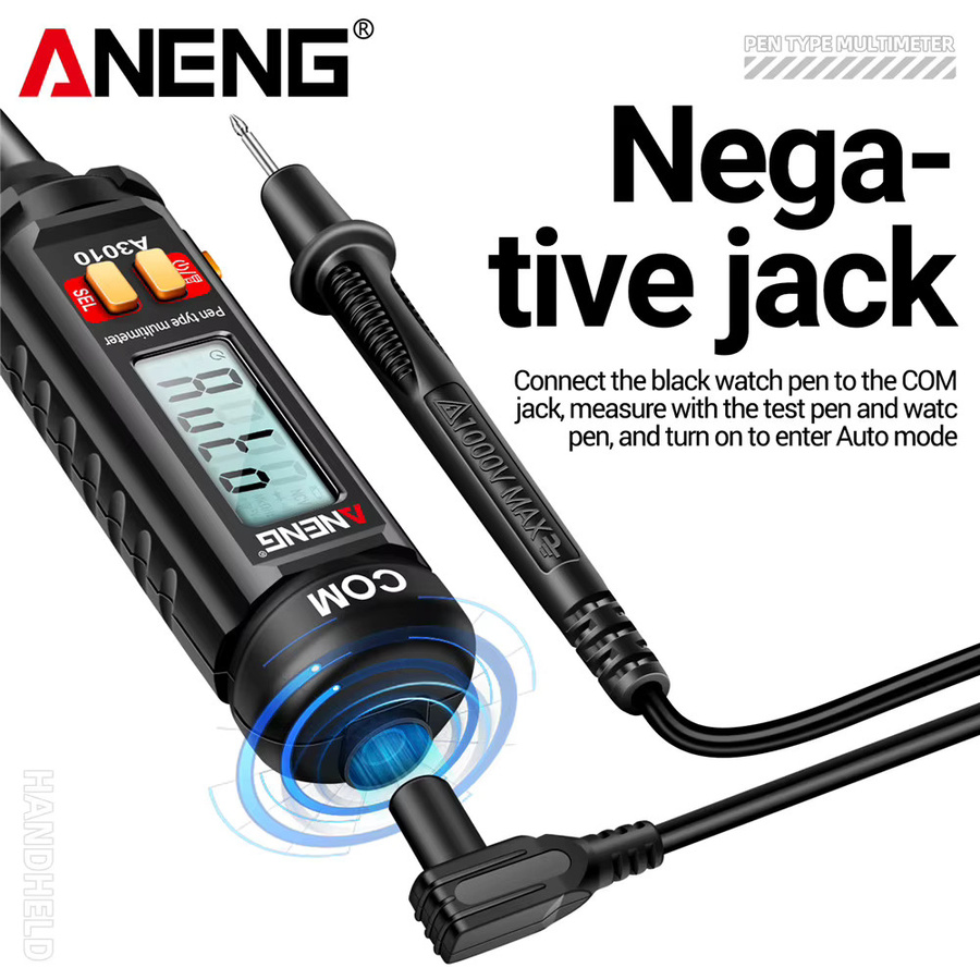 ANENG A3010 Digitales Multimeter 2-in-1 Stiftförmiges Smart True-RMS Multimeter mit 4000 Counts AC/DC Spannung Kapazität und NCV-Sensor in Schwarz - Bild 3