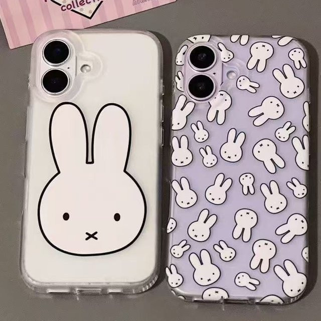 Miffy Handyhülle für Apple iPhone 11 12 13 14 15 16 17 Pro Max Plus X Transparent Matt Stoßfest mit Cartoon-Design - Bild 1