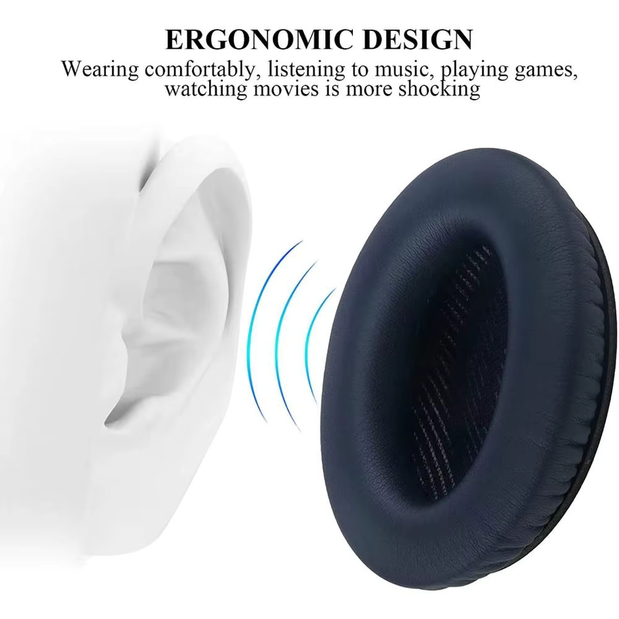 2er-Set Ersatz Ohrpolster aus Memory Foam für Bose QuietComfort QC35 und QC35 II in Schwarz - Bild 1