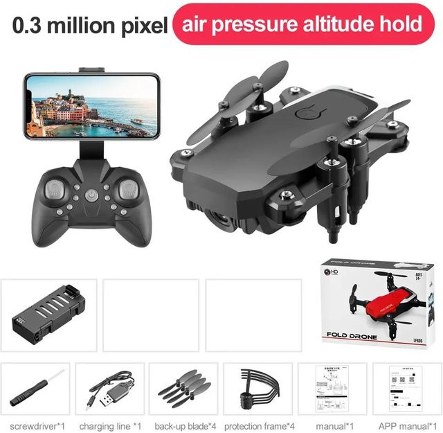 LYZRC LF606 Mini Drohne mit 4K HD Kamera, WIFI FPV Quadcopter, faltbar, Schwarz - Bild 1