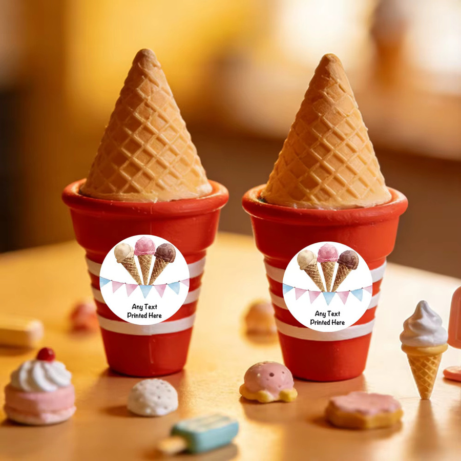 Personalisierte Eiscreme-Aufkleber von WEIGAO mit Text, runde Etiketten aus Papier für Partydekorationen wie Sommerhochzeiten oder Junggesellinnenabschiede - Bild 2