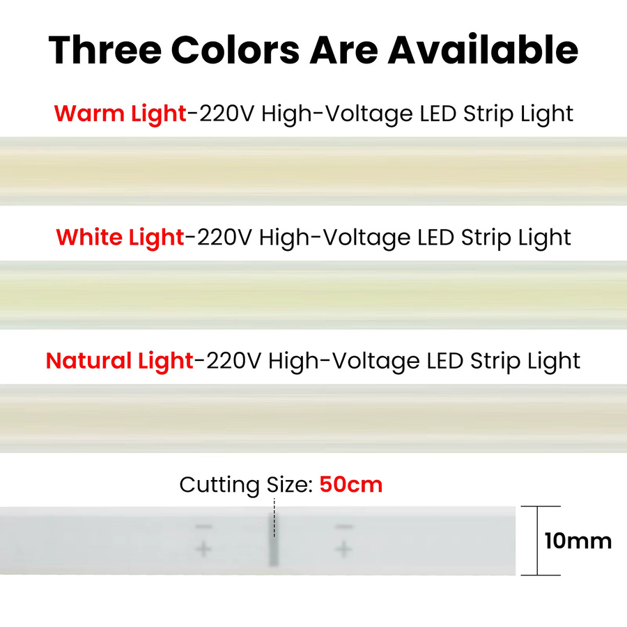 Dimmbarer XUNATA COB LED-Streifen in Weiß, wasserdichtes Neonlicht-Band aus Silikon, 220V, 240 cm - Bild 5