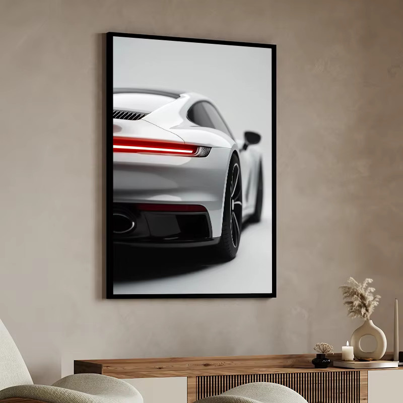 Potdemiel Luxusauto Kunstposter als Leinwanddruck in Schwarz-Weiß für moderne Wanddekoration - Bild 2