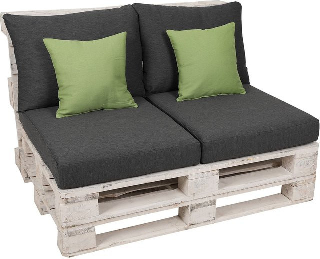 GO-DE TEXTIL Loungemöbel Paletten-Kissen Set 2-teilig wasserabweisend in Anthrazit und Grün - Bild 1