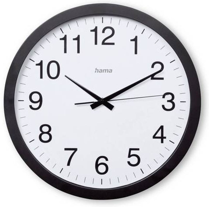Hama Wanduhr Aruba Schwarz Rund mit geräuschlosem Quarzwerk Durchmesser: 40 cm - Bild 1