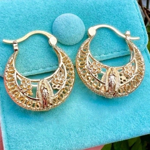 Creolen Metall, Gold, Vintage, Damen - Bild 1