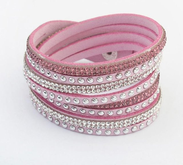 Jane Ra Armband, Leder, violett, Zirkonia, Damen - Bild 1
