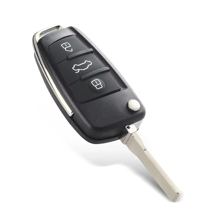 KEYYOU Ersatzgehäuse für Audi Fernbedienung Autoschlüssel in Schwarz ohne Logo - Bild 3