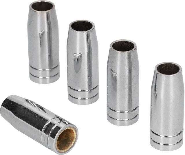 5er Set Messing Schweißdüsen konisch für 25AK MIG MAG Schweißbrenner in Gold und Silber - Bild 1