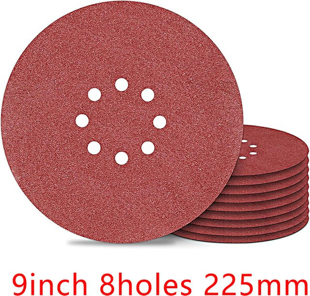TQLQ Schleifscheiben Set für Exzenterschleifer mit 8 Löchern, Durchmesser: 22,5 cm, Körnung 40-2000 für Holz und Metall, Mehrfarbig - Bild 1