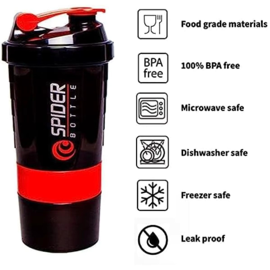 FEB.WIND Protein-Shaker-Flasche mit Pillenablage und 3 Unzen Bechern, Schwarz, 473 ml (16 Unzen) - Bild 3