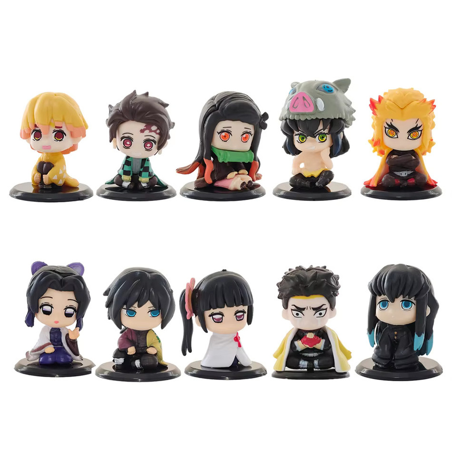 Bandai Demon Slayer Anime-Figuren Set 5er Pack Q-Version sitzende Geisterpuppen Tanjiro Inosuke Zenitsu Multicolor - Bild 5