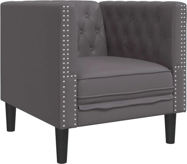 vidaXL Chesterfield-Sessel in Grau aus Kunstleder mit Armlehnen - Bild 1