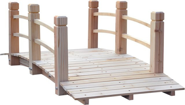 Outsunny Gartenbrücke aus Tannenholz mit Geländer in Braun, B: 67 cm, H: 48 cm, L: 152,5 cm - Bild 1