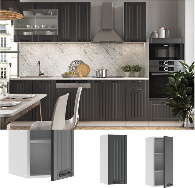 Vicco Hängeschrank Fame-Line Küchenschrank Landhaus Stil Anthrazit/Weiß Breite: 30 cm - Bild 1