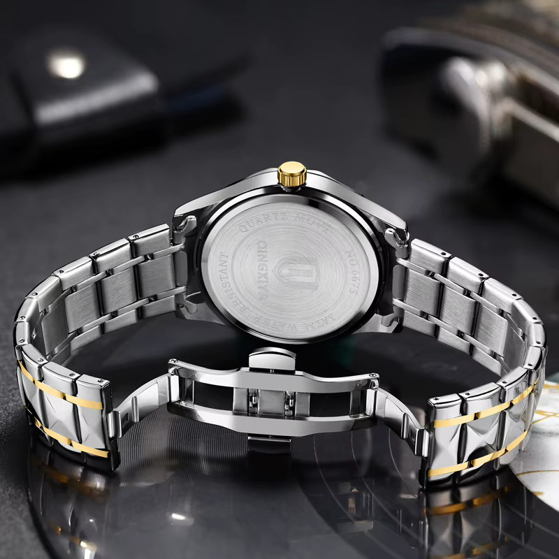QINGXIYA Armbanduhr Quarz, Edelstahl, Blau, Herren - Bild 4