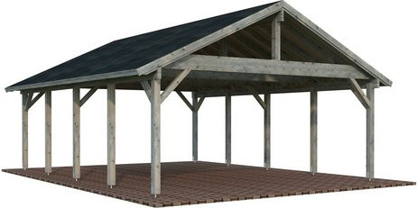 Palmako Carport Robert aus Fichtenholz in Grau mit Satteldach, B/T/H: 637 x 764 x 363 cm - Bild 3