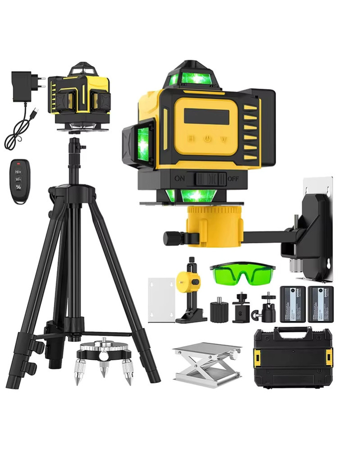 GECOFEER 16-Linien 4D Grüner Laser-Nivellierer mit 360 Grad horizontaler und vertikaler Kreuzlinien-Messfunktion und magnetischer Wandhalterung in Grün und Gelb - Bild 7