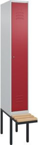 C+P Spind Classic PLUS Garderobenschrank mit Sitzbank, 1 Abteil, Zylinderschloss, 3 Garderobenhaken, Buche-Hartholz, B/T/H: 212,0 x 30,0 x 81,5 cm - Bild 1