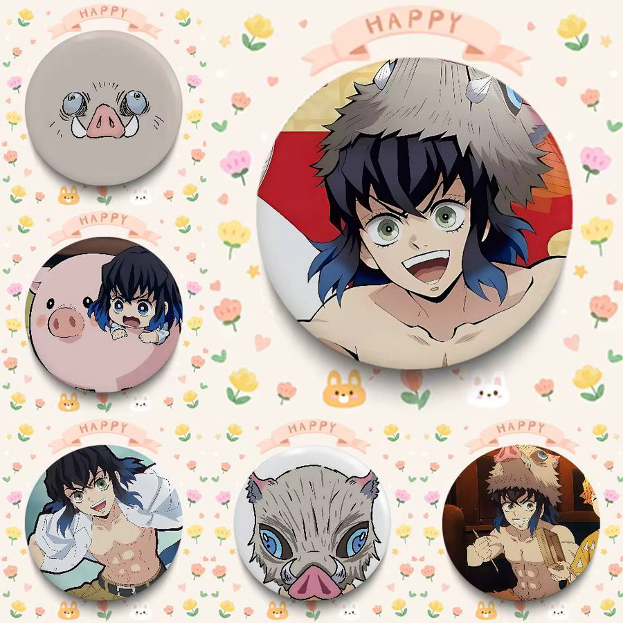 I-Inosuke Hashibira Abzeichen, Runde Cosplay-Pins, Brosche - Bild 2